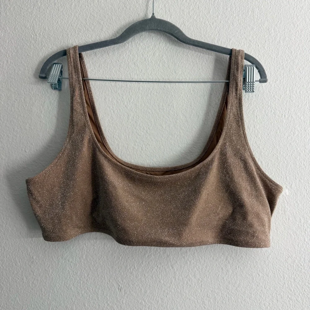 Skims Women’s Gold/Tan Glitter Swim Scoop Bikini Top Size 3X